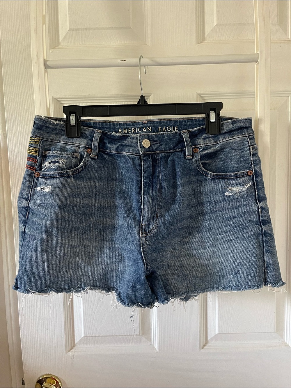 American Eagle Sunburst Embroidered Denim Shorts